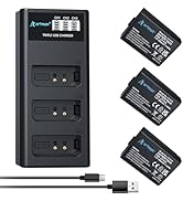 Artman Paquete de 3 baterías LP-E10 1600mAh y 3 ranuras LCD cargador Pack para Canon EOS Rebel T7 T6 T5 T...