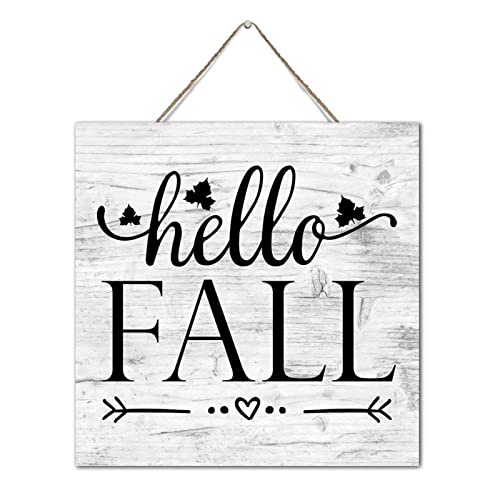 Panneau mural en bois Hello Fall décoration suspendue antique 30cm - 3