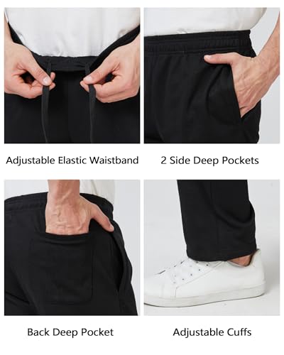 Zylioo Men's Extra Long Sweatpants with Pockets Fits Over 6ft Open Bottom Joggers Wide Leg Athletic Pants for Tall Men3