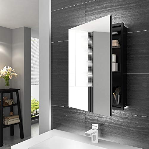 ELEGANT Illuminated Bathroom Mirror Cabinet with Lights and Shaver Socket Wall Mounted LED Bathroom Mirror with Shelf 500mm