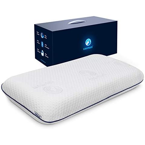 casimum Ergonomisches Visco Nackenstützkissen für Seitenschläfer & Rückenschläfer. Orthopädisches Nackenkissen Memory Foam. HWS Kopfkissen zur sanften Entlastung der Halswirbelsäule Cover