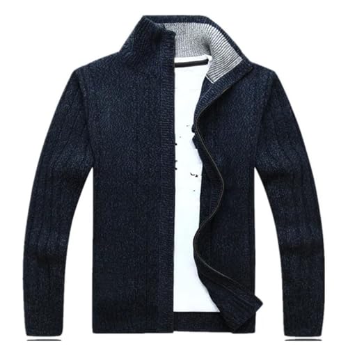 Men's Fall Winter Wool Lined Knit Cardigan Sweater Long Sleeve Zipper Thick Warm Casual Outerwear2