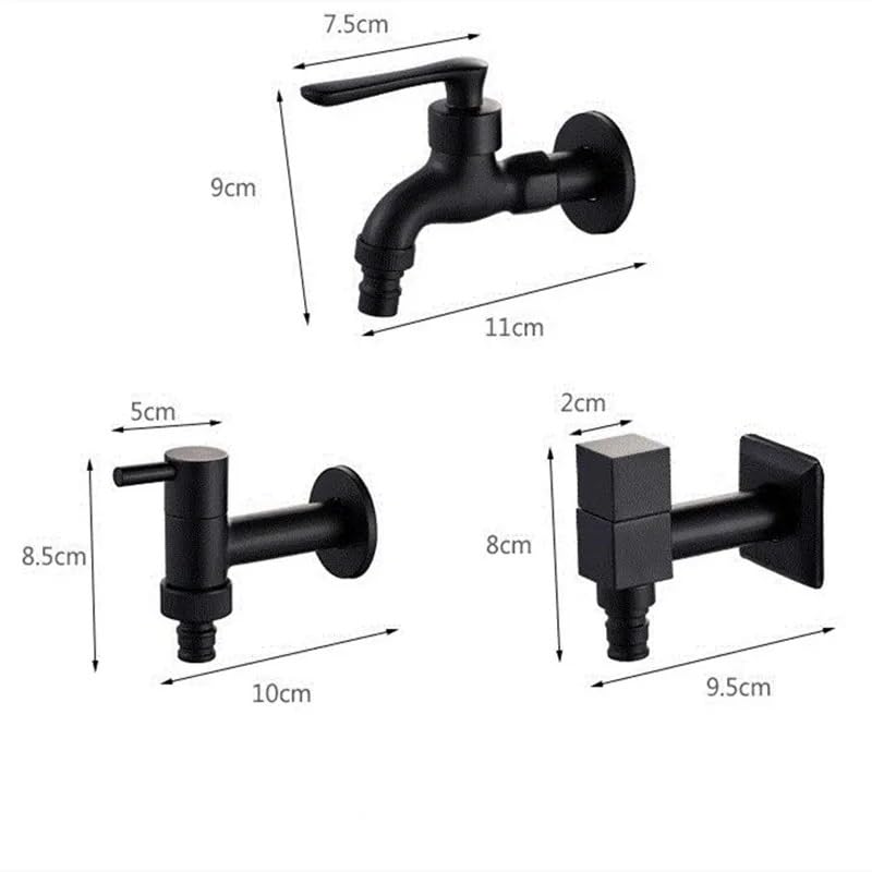 Wandarmatur aus schwarzem Messing – Vielseitig einsetzbar für Bad & Garten, Eckarmatur für Waschmaschine, Pool & WC, Wischmopp-Armatur (3-2)