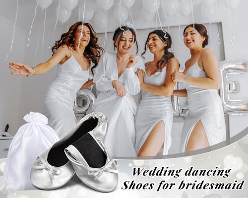 Jecery 6 pares de flats plegables para invitados de bodas con bolsas de almacenamiento miniatura 6