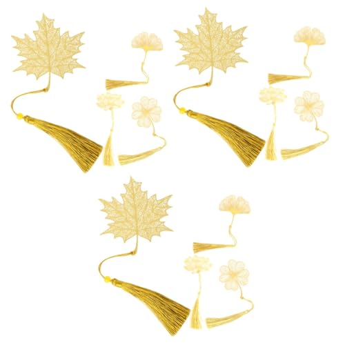 Marque-pages en métal NUOBESTY avec pendentifs nature érable ginkgo