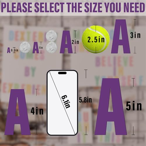 Image of 970 Pcs 10 Sheets Letter Stickers,Self Adhesive Waterproof 1 Inch Mailbox Numbers Vinyl Stickers,Alphabet Decals for Water Bottle,Window,Door,Classroom,Car,Laptop,Scrapbook (Purple, 1 Inch)