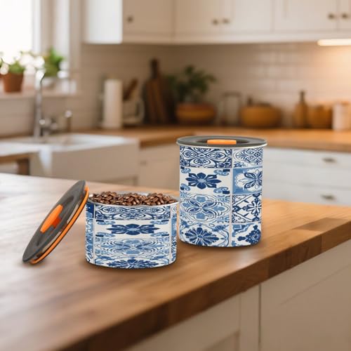 Envase para café de acero inoxidable 500ml con tapa hermética azul miniatura 6