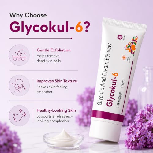 Image of Glyco 6 Glycolic Acid Face Cream 6% w /w | Exfoliating Cream for Acne, Pimples & Dark Spots | Unclogs Pores & Improves Skin Texture | Suitable for Dry & Acne-Prone Skin | 30g (Pack of 1)