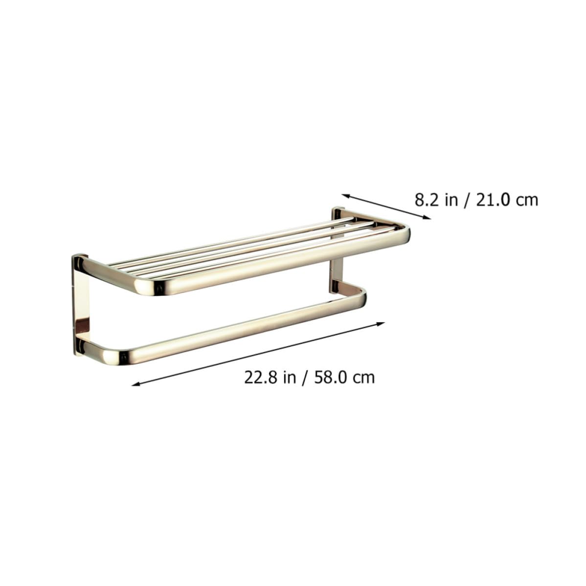 Porte-Serviettes Mural en Laiton 58cm Doré, Double Couche Moderne