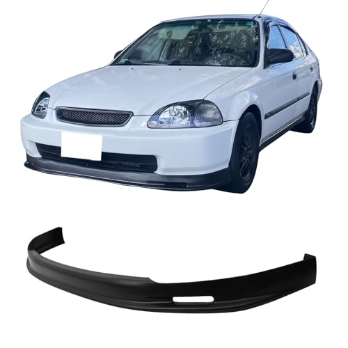 Front Bumper Lip Compatible with 1996-1998 Honda Civic, Unpainted Black PP Spoiler Splitter Valance Fascia Cover Guard Protection Conversion by IKON MOTORSPORTS, 1997