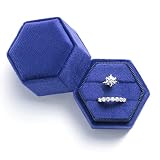 VOMNA Wedding Ring Box,Premium Gorgeous Velvet Double Ring Holder,Jewelry Organizer for Proposal,Eng