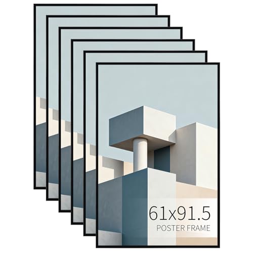 RLAVBL Bilderrahmen 61x91,5 cm - Set mit 6 Stück, Elegante Schwarze Posterrahmen, Perfekt für Wanddekoration in Büros und Wohnungen