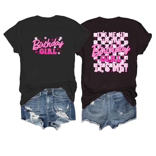 Birthday Girl Shirt 2nd 3rd 4th 5th 6th 7th 8th 9th 10th Birthday Outfit for Girls Cotton Round Neck Tops