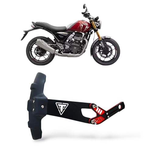 Image of Mudflap Guard Compatible with Triumph Speed 400 Heavy Metal Rear Reflector Guard | Splash Guard |Tyre Hugger|Rear Mudguard, Black with Red Accents Suitable for Triumph Speed 400