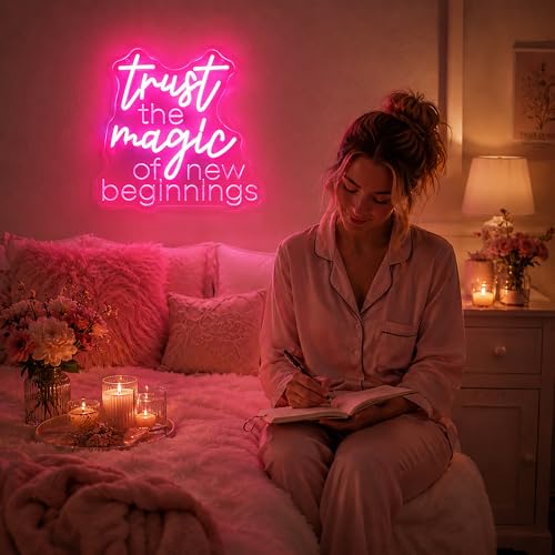 Image of Trust the Magic of New Beginnings Neon Sign Led Neon Lights Neon Signs for Wall Decor Light Up Sign for Birthday Party Club Gift
