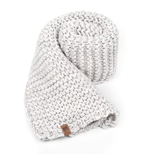 HEYO Écharpe en tricot XXL pour femme | Écharpe d'hiver en grosse maille chaude pour l'hiver, gris, taille unique Cover
