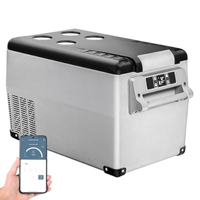 EKOJUCE 12 Volt Car Refrigerator Electric Cooler, 37 Quart(35L) Portable Refrigerator APP Control, 12V Fridge -4?-68?, Car Fridge with Removable Basket for Truck, Boat, Camping, Travel, Home