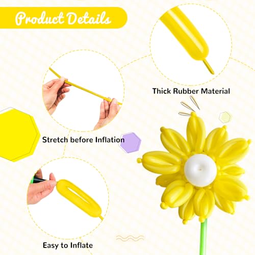 Image of 100Pcs Yellow 260 Balloons, Long Balloon for Tying Balloon Arch, Long Skinny Balloons for Twisting Ballons Animal balloons Birthday Party Wedding Festival Decorations