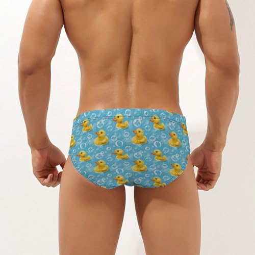 Yellow Rubber Duck and Bubbles Novelty Men's Swimming Brief Swimwear Pants Trunks Beach Shorts Underwear2