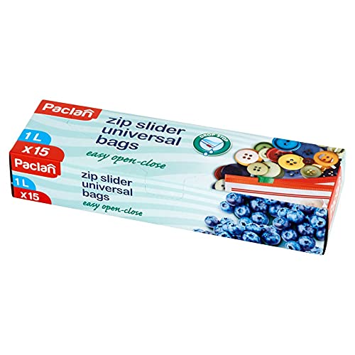 Sachets en plastique Paclan 1L avec fermeture à pression | Lot de 15