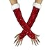 Kreeqe Fashionable Vibrant Red Fingerless Gloves for New Year Party Nutcracker Performance Cosplay Winter Wear(red,M)