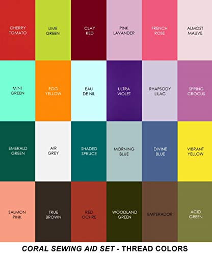 SEWING AID All Purpose Polyester Thread for Hand Stitching and Sewing Machine, Set of 24 Spools in Assorted Colors, 1000 Yards Each