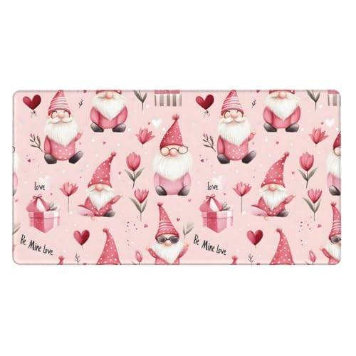 Tapis de souris de jeu grand format imprimé nain rose pour clavier PC portable
