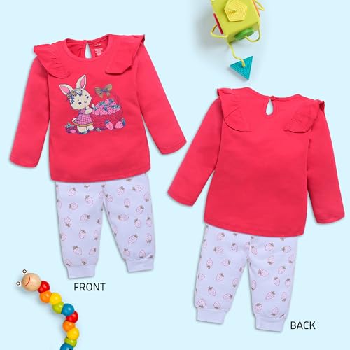 Image of LuvLap Baby Girls 100% Cotton Full Sleeve Top & Pyjama Sets, Pack Of 02