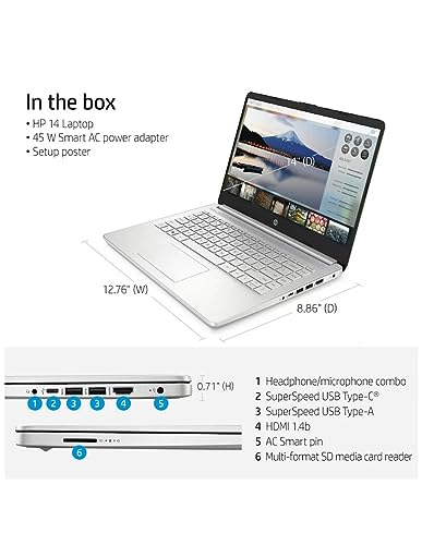 Image of HP 14 inch FHD Laptop , AMD Ryzen 3-3250, 4GB RAM, 128GB SSD, Silver, Windows 11 (S mode)