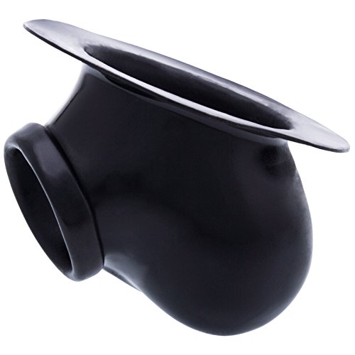 Funda para el pene de látex Ben sleeve con anillo y base de ropa negra