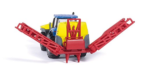 Siku 1799, New Holland Traktor mit Kverneland Pflanzenschutzspritze, 1:87, Metall/Kunststoff, Blau, Einklappbares Gestänge – Ansicht 2