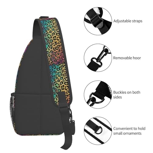 Green Leopard Skin Pattern Cross Chest Bag Large Capacity Bag Travel Hiking Crossbody Bag Daypack for Women Men4