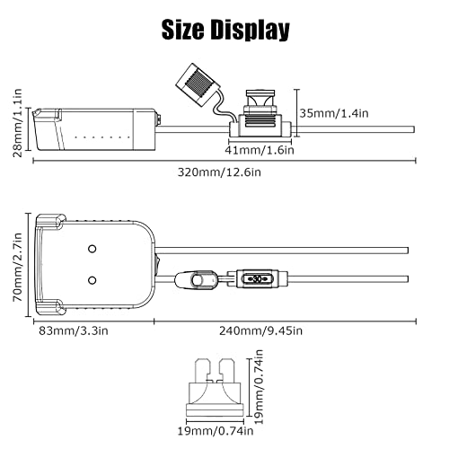 Power Wheels Adaptor For Milwaukee Battery M18, With Switch And Fuse 12Awg 18V Power Wheels Battery Conversion Kit With Fuse Holder And 3Pcs 30Amp Fuses Uiinosoo For Diy, Rc Toys And Robotics #TOP6