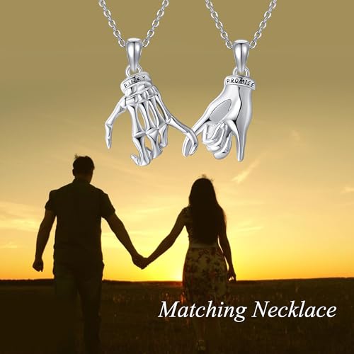 ONEFINITY Matching Necklaces S925 Sterling Silver Pinky Promise Matching Couple Necklace Best Friend Necklaces Jewelry Gift for Women Men4