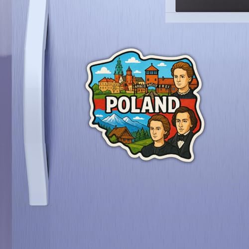 Image of Zesta Wooden Fridge Magnets Set | Refrigerator Decor Magnets for Kitchen | India Souvenir Fridge Magnet Collection | Wooden Magnet for Fridge Door Decoration (Poland)
