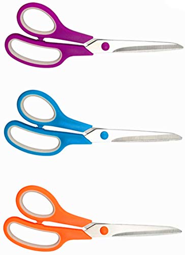 Scissors,3 Pack Multipurpose Scissors,Soft Comfort-Grip Handles,Ultra Sharp Blades 8 inch