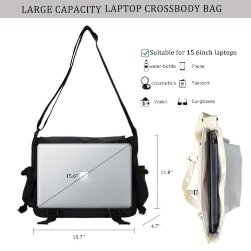 Aesthetic Crossbody Bag with Cute Pins and Ornament, Nylon Shoulder Messenger Bag Japanese Kawaii Bag for Women Men2