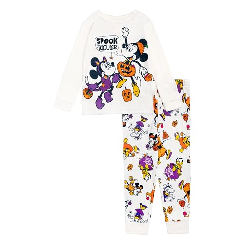 Disney Boys 2-Piece Loose-fit Holiday Pajama Set Soft & Cute for Kids SPOOKTACULAR 4T