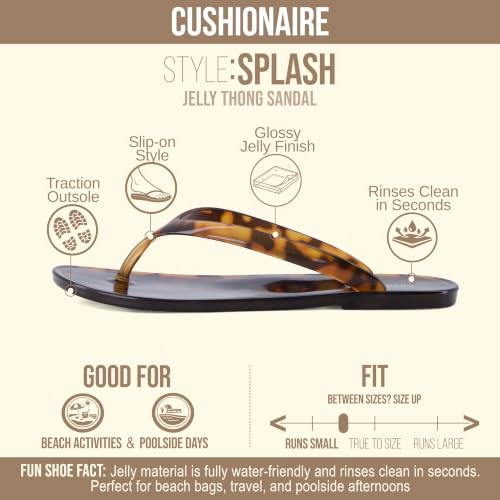 Image of CUSHIONAIRE Splash Jelly Flip Flops for Women With Flexible Sole, Glossy Jelly Finish Summer Sandals for Women