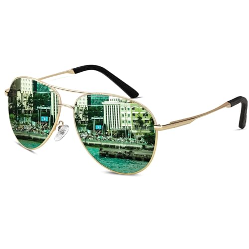 Image of HENGOSEN Polarised Sunglasses Men Women Classic Unisex Sun glasses Metal Frame UV400 Protection for Fishing Driving Golf