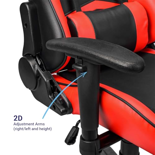 Image of Ant Esports 9077 Ergonomic Gaming Chair, Multifunctional Gaming Chair with Premium PU Leather Upholstery, 2D Armrest, Integrated Neck and Lumbar Support, & 180 Recline - Back & Red