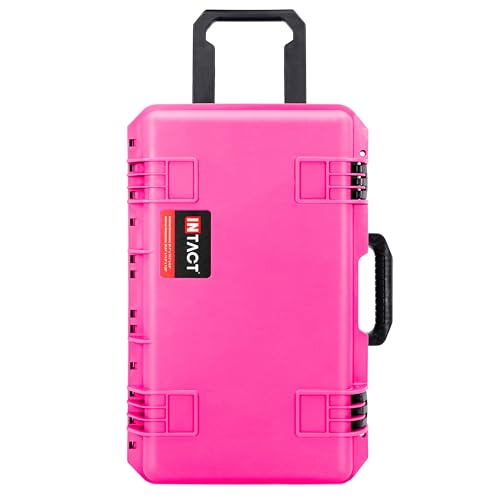 Eylar 22 Inch Intact Premium Series Hard Rolling Carry-On Travel Case, Lightweight and Durable Design with Foam (Pink)