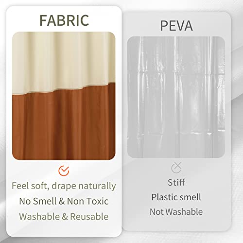Image of ALYVIA SPRING Waterproof Fabric Shower Curtain or Liner Cream /Orange, 72x72 | 3 Magnets, Soft Cloth & Hotel Quality, Machine Washable, Light-Weight, Standard Size