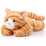 Libima 16 Inch 1.5 Lbs Weighted Cat Stuffed Animals Realistic Kitten Weighted Plush Toy Soft Fluffy Comfort Orange Cat Plushie Pillow for Adults Kids Youth Halloween Birthday Bed Car Home Decor Gift