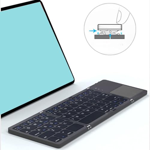 Clavier sans fil pliable avec pavé tactile gris pour tablette