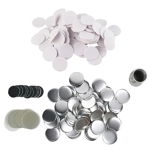 Mirror Round Buttons Parts DIY Blank Rustproof Tinplate Button Maker Supplies for Handcraft Craft 100 Sets Holiday Gift