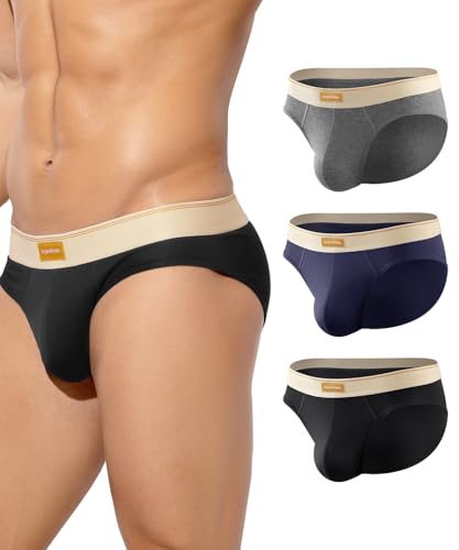 Arjen Kroos Men's Cotton Briefs Low Rise Breathable Pouch Underwear Underpants 3 Pack