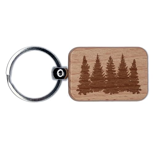 Sniggle Sloth Pine Tree Forest Engraved Wood Rectangle Keychain Tag