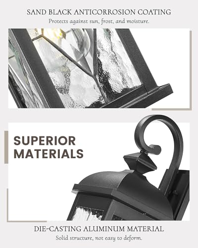 Image of FEMILA 2 Pack Large Outdoor Wall Sconce, 21 inch Exterior Wall Light Fixtures, Anti-Rust Waterproof Porch Lights for Entryway, Patio, Garage, Doorway, Matte Black, 4FD54B2-2PK BK-SD