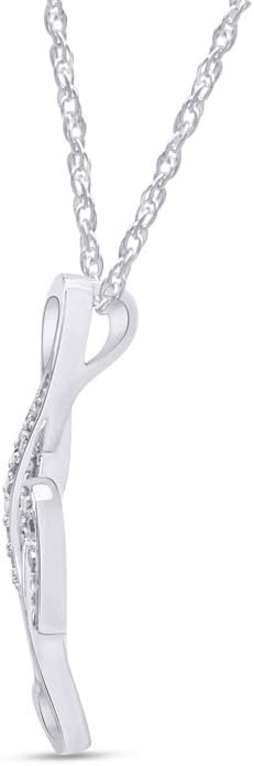 Jewel Zone US White Natural Diamond Music Note Heart Pendant Necklace in 14k Gold Over Sterling Silver (0.1 Ct)